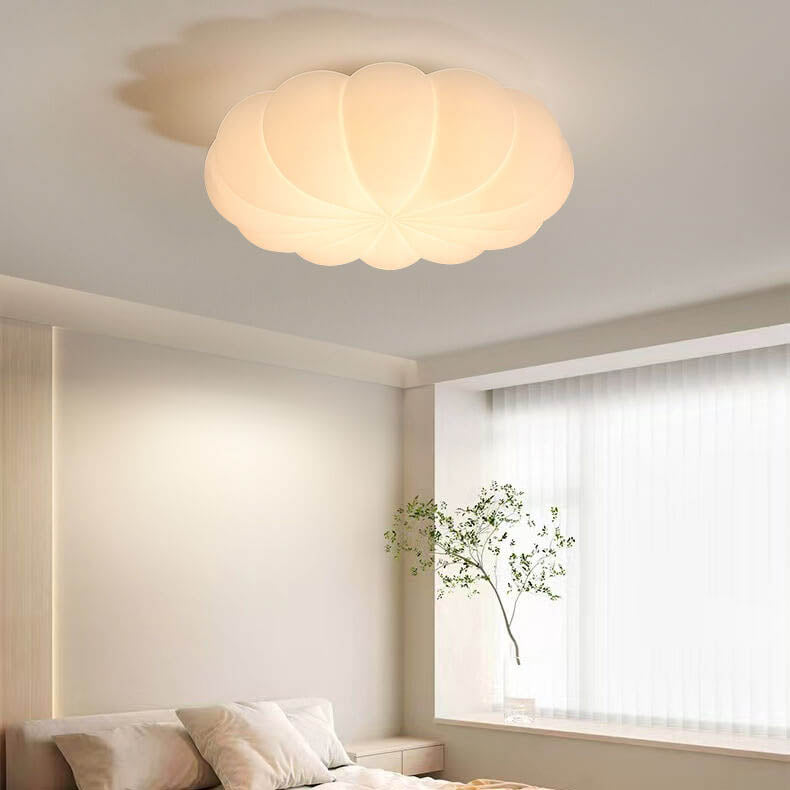 Contemporary Nordic Pe Shade Kid's Flowers LED Flush Mount Ceiling Light for Bedroom BulbSquare