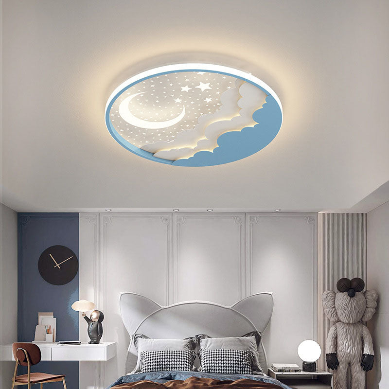 Lumendat Contemporary Creative Cartoon Stars Moon Acrylic LED Kids Flush Mount Ceiling Light For Living Room Lumendat