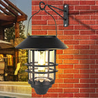 Contemporary Retro Solar Waterproof Aluminum Glass Lantern Cylinder 1-Light Hanging Wall Sconce Lamp For Outdoor Patio Lumendat