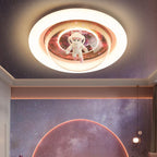 Lumendat Contemporary Creative Cartoon Pink Astronaut Unicorn Round Acrylic Resin LED Flush Mount Ceiling Light For Bedroom Lumendat