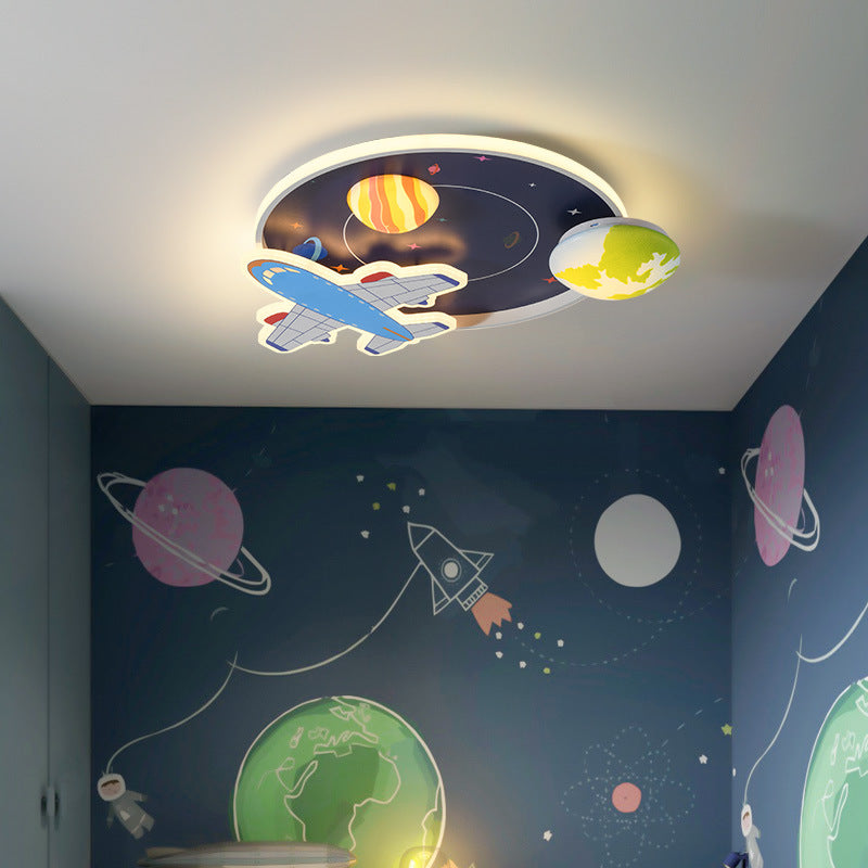 Lumendat Cartoon Creative Aircraft Space LED Kids Flush Mount Ceiling Light Lumendat