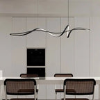 Modern Minimalist Wave Strip Line Iron Aluminium Silica LED Chandeliers Island Light for Dining Room Lumendat
