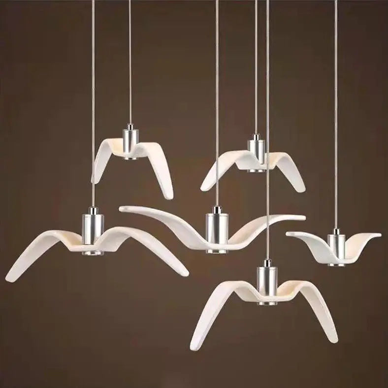 Contemporary Nordic Personality Wrought Iron Seagull LED Pendant Light for Living Room BulbSquare