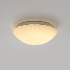 Modern French Cream Shell Glass LED Flush Mount Ceiling Light BulbSquare