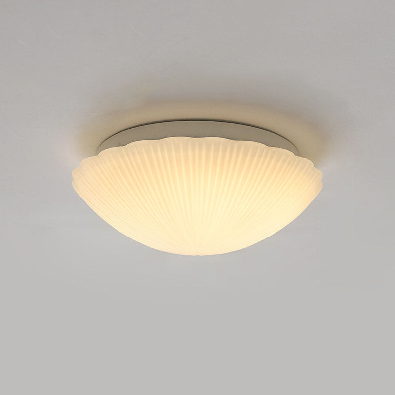 Modern French Cream Shell Glass LED Flush Mount Ceiling Light BulbSquare