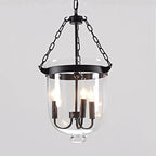 Traditional Rustic Round Glass Bucket Iron Candelabra 3-light Chandelier for Living Room Lumendat