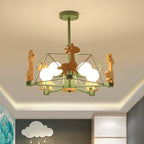 Lumendat Scandinavian Modern Children's Giraffe Diamond Pentagram Iron 5-Light Island Chandelier Lumendat