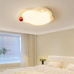 Lumendat Contemporary Creative Kids Ruffled Egg Shaped Square Iron PE LED Flush Mount Ceiling Light For Bedroom Lumendat
