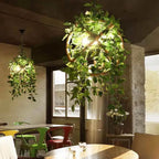 Industrial Vintage Simulation of Greenery Cherry Blossoms Iron Hemp Rope 3-light Chandelier Lumendat