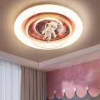 Lumendat Contemporary Creative Cartoon Pink Astronaut Unicorn Round Acrylic Resin LED Flush Mount Ceiling Light For Bedroom Lumendat