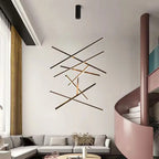 Nordic Light Luxury Iron Aluminum Geometric Line Combination LED Chandelier Lumendat
