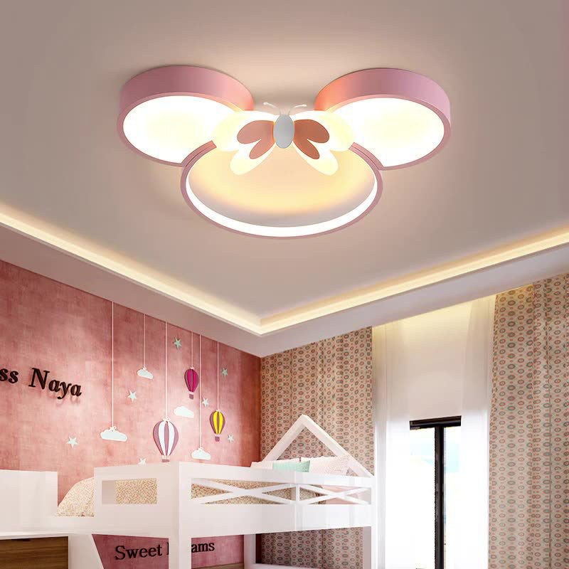 Lumendat Modern Creative Minimalist Wrought Iron Cartoon Mouse LED Flush Mount Ceiling Light Lumendat