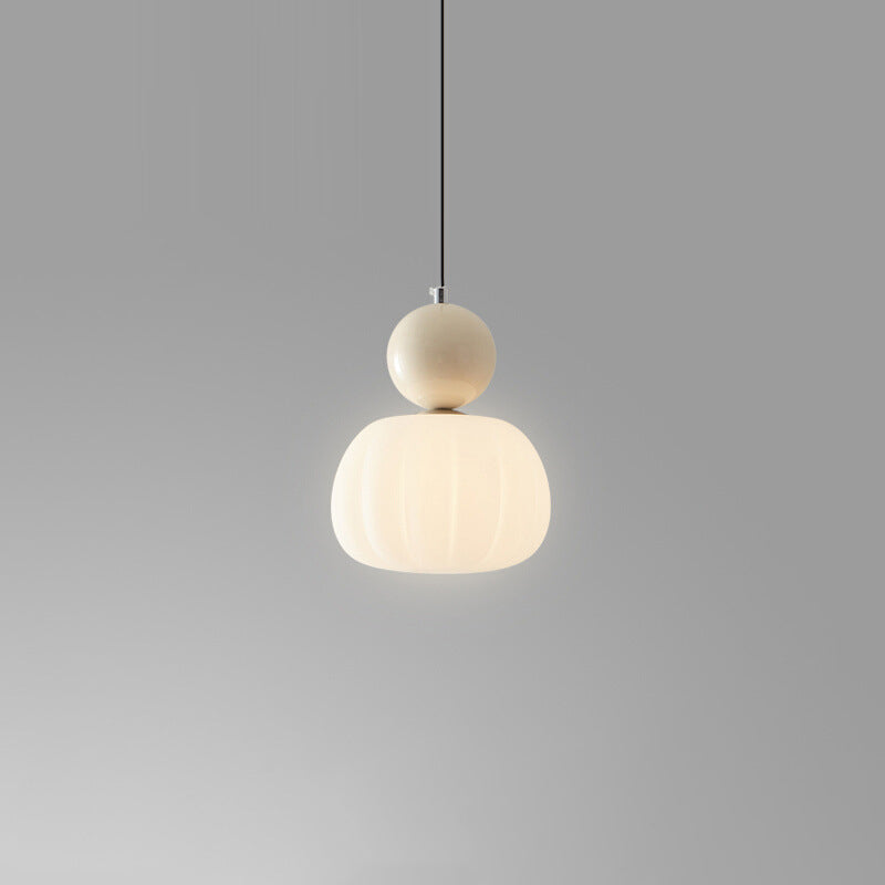 Modern Minimalist Round Pumpkin Iron Acrylic 1-light Pendant Light for Bedroom