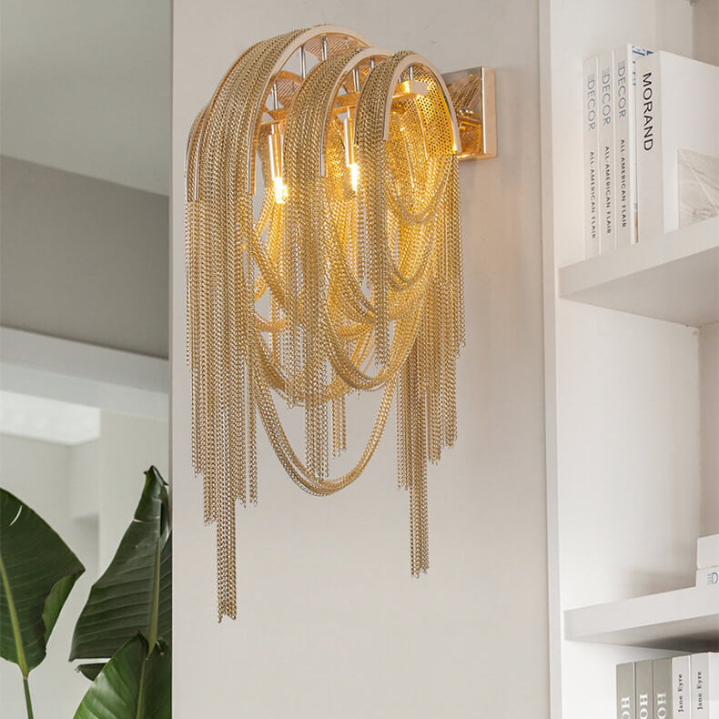 Lumendat Postmodern Luxury Aluminum Chain Tassel 2-Light Wall Sconce Lumendat