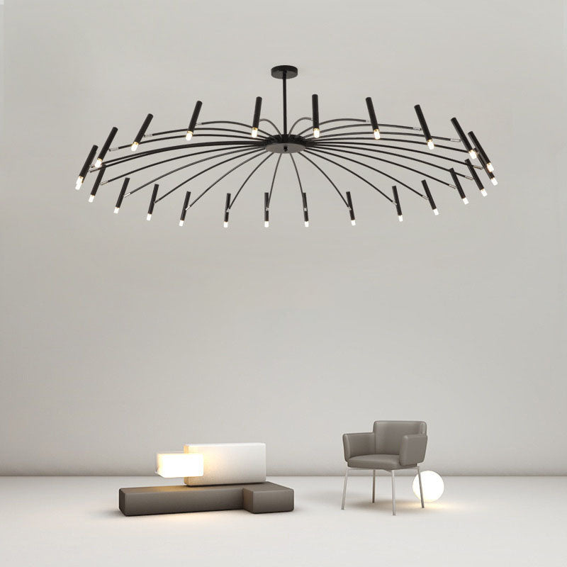 Contemporary Scandinavian Round Radioactive Iron Aluminum 12/24 Light Chandelier for Living Room