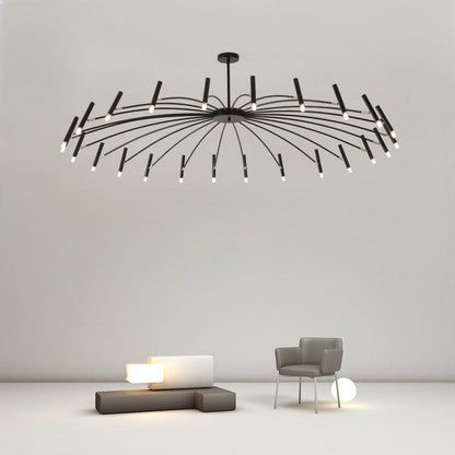 Contemporary Scandinavian Round Radioactive Iron Aluminum 12/24 Light Chandelier for Living Room