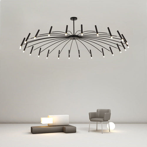 Contemporary Scandinavian Round Radioactive Iron Aluminum 12/24 Light Chandelier for Living Room