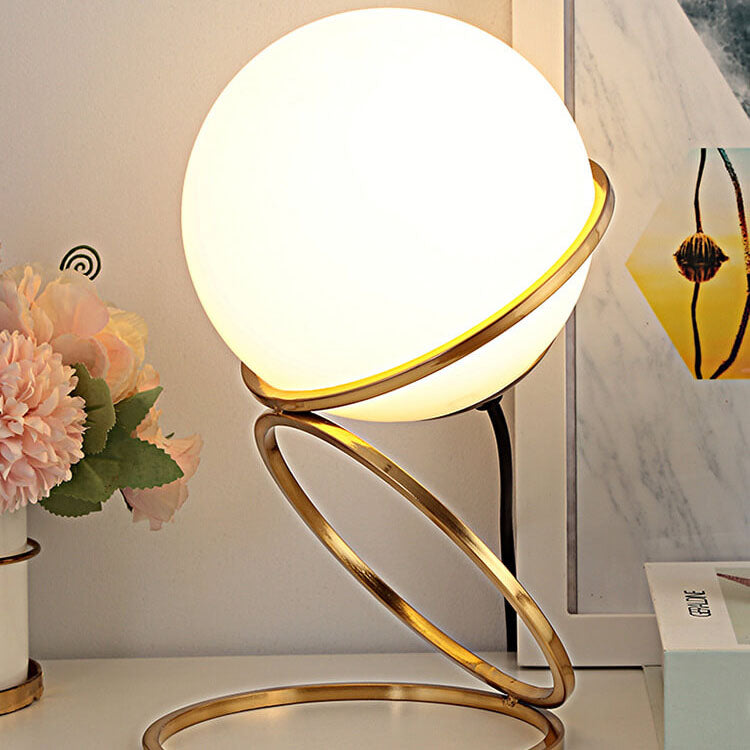 Modern Creative Spiral Circle Base Glass Ball 1-Light Table Lamp Lumendat