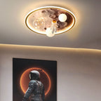 Lumendat Children Creative Cartoon Astronaut Moon Acrylic LED Kids Flush Mount Ceiling Light Lumendat
