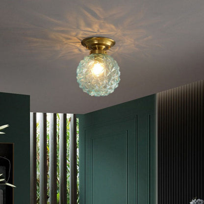Modern Light Luxury Star Textured Glass Orb 1-light Semi-flush Mount Ceiling Light