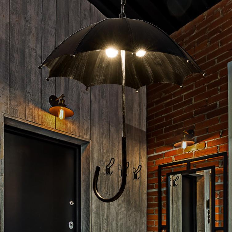 Retro Industrial 5-light Umbrella Chandelier – Copper & Silver Iron Shade
