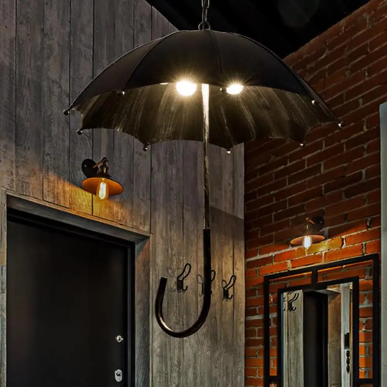 Retro Industrial 5-light Umbrella Chandelier – Copper & Silver Iron Shade Lumendat