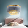 Contemporary Scandinavian Tassel Round Silk Polyester Iron 1-light Pendant Light for Bedroom BulbSquare