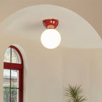 Contemporary Scandinavian Iron Spherical Glass Shade 1-Light Semi-Flush Mount Ceiling Light For Hallway Lumendat