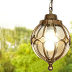 Traditional European Waterproof Aluminum Iron Glass Ball 1-light Pendant Light for Outdoor Patio BulbSquare