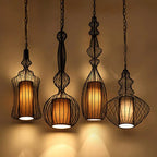 Contemporary Industrial Cage Iron Fabric 1-light Pendant Light for Living Room BulbSquare