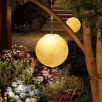 Contemporary Nordic Solar Waterproof Pe Resin Round Moon LED Pendant Light for Outdoor Patio Lumendat