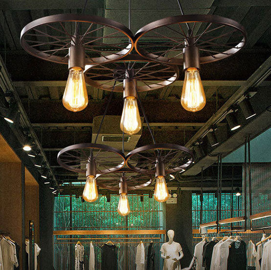 Industrial Creative Personality Wrought Iron Wheels 1/3/6-light Chandelier