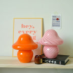 Modern Decorative Mushroom Striped Glass 1-Light Table Lamp Lumendat