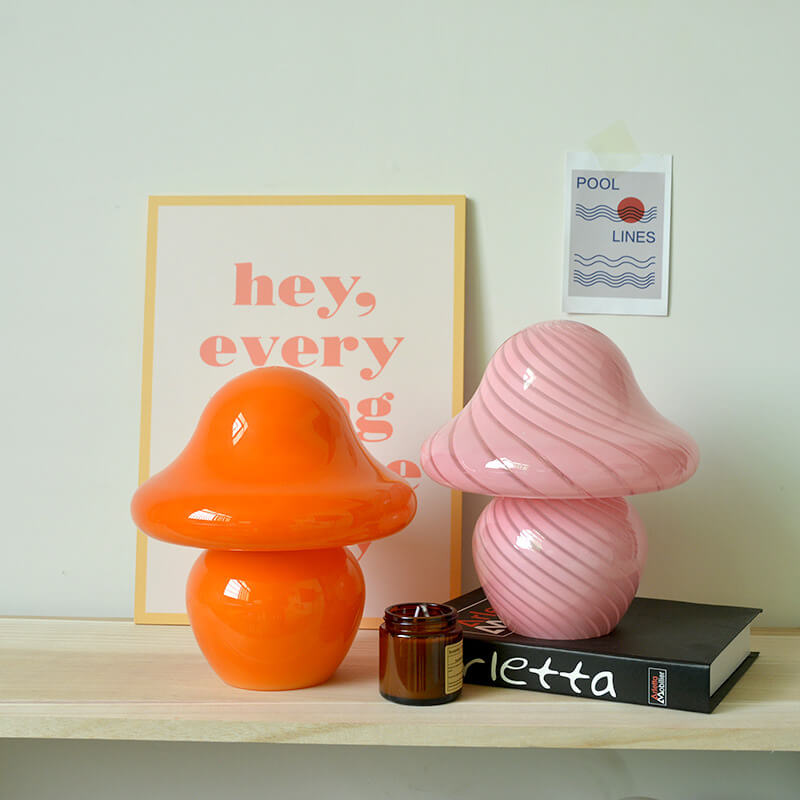 Modern Decorative Mushroom Striped Glass 1-Light Table Lamp Lumendat