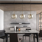 Contemporary Nordic Iron Glass Round Geometric Jar 1-Light Pendant Light For Living Room & Bedroom Lumendat