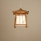 Japanese Rustic Vintage Bamboo Weaving 1-light Pendant Light BulbSquare