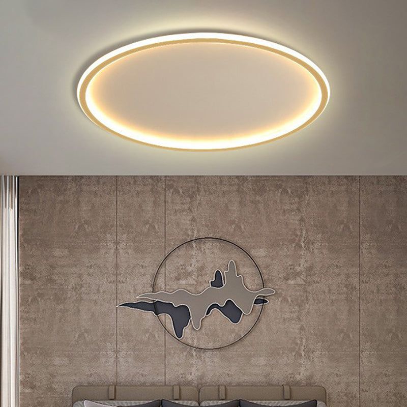 Modern Minimalist Aluminum Geometric Circle Silicone Shade LED Flush Mount Ceiling Light for Living Room