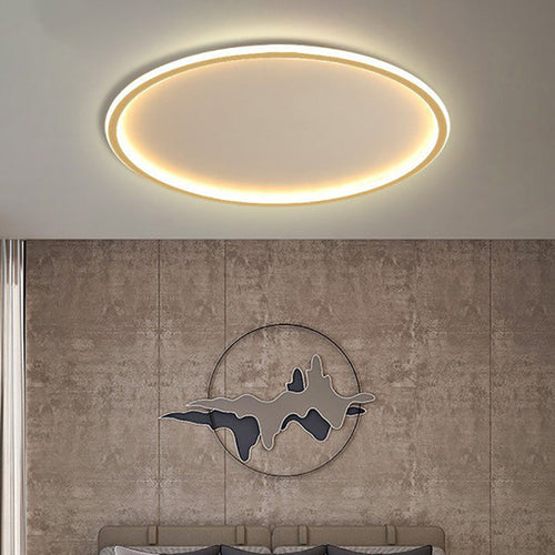 Modern Minimalist Aluminum Geometric Circle Silicone Shade LED Flush Mount Ceiling Light for Living Room