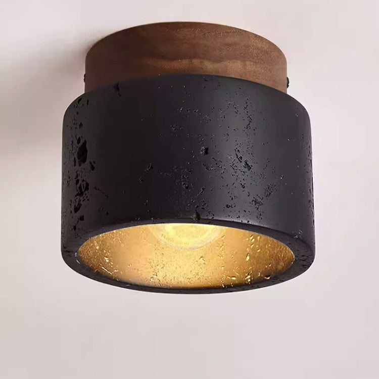 Modern Minimalist Cylinder Stone 1-light Flush Mount Ceiling Light for Bedroom