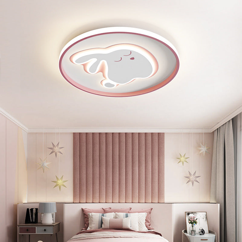 Lumendat Contemporary Creative Cartoon Rabbit Iron Acrylic LED Kids Flush Mount Ceiling Light For Bedroom Lumendat
