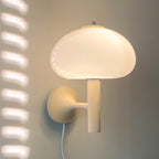 Contemporary Nordic Milk White Iron Glass Dome Mushroom 1-Light Wall Sconce Lamp For Bedroom
