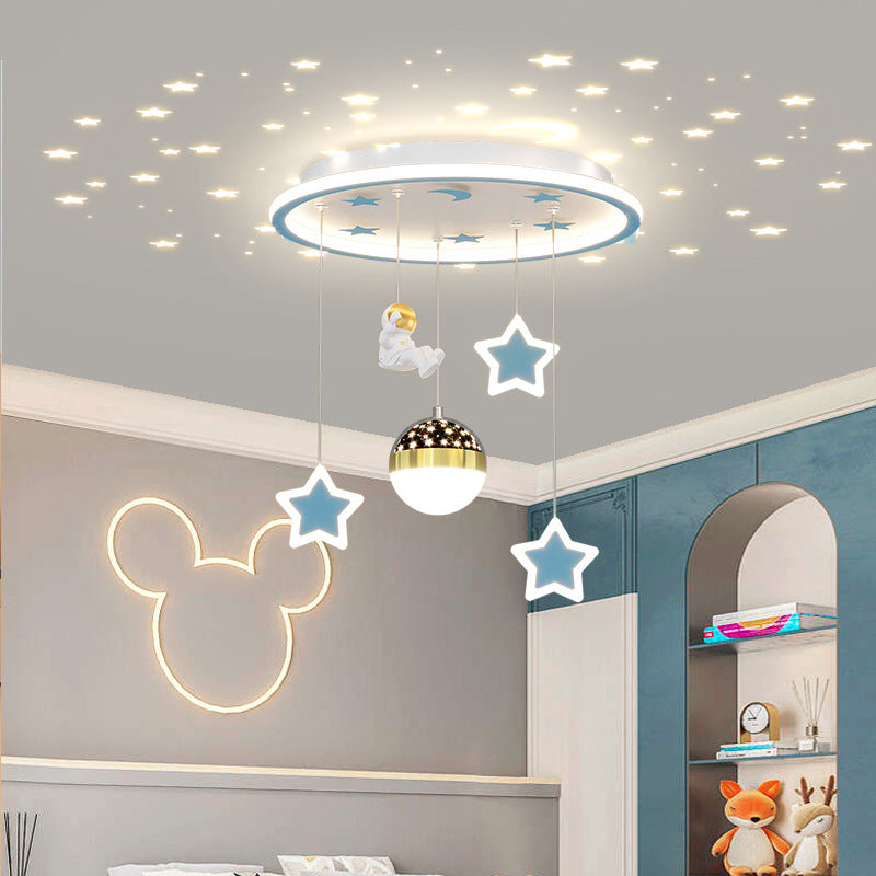 Lumendat Contemporary Creative Starry Night Acrylic Round Shade LED Kids Flush Mount Ceiling Light For Bedroom Lumendat