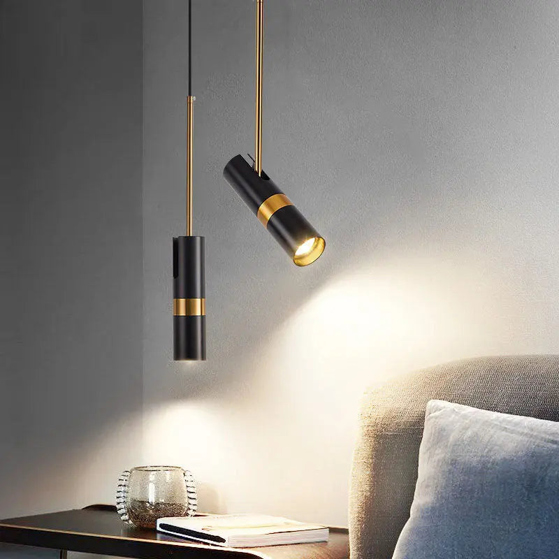 Contemporary Nordic Simplicity Metal Long Barrel 1-light Pendant Light for Bedroom BulbSquare