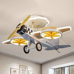 Creative Cartoon Airplane Iron Acrylic LED Kids Semi-Flush Mount Ceiling Light Lumendat