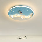 Lumendat Contemporary Creative Kids Round Cloud Astronaut Iron LED Flush Mount Ceiling Light For Bedroom Lumendat