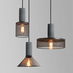 Contemporary Industrial Cylindrical Tapered Cement Iron 1-light Pendant Light for Living Room Lumendat