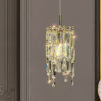 Modern Art Deco Cylinder Metal Crystal 1-light Pendant Light for Living Room