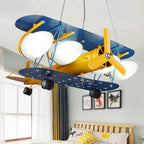 Lumendat Contemporary Creative Cartoon Metal Aircraft Glass Shade 5-Light Kids Chandelier For Bedroom Lumendat