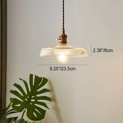 Modern Simplicity Round Ripple Brass Glass 1-light Pendant Light for Living Room