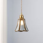Japanese Vintage Brass Glass Cone 1-light Pendant Light BulbSquare